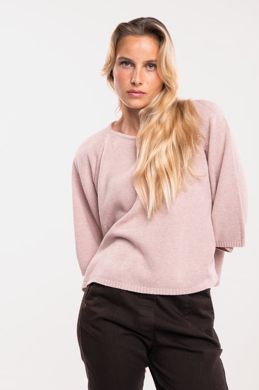 Pull femme oversize vieux rose