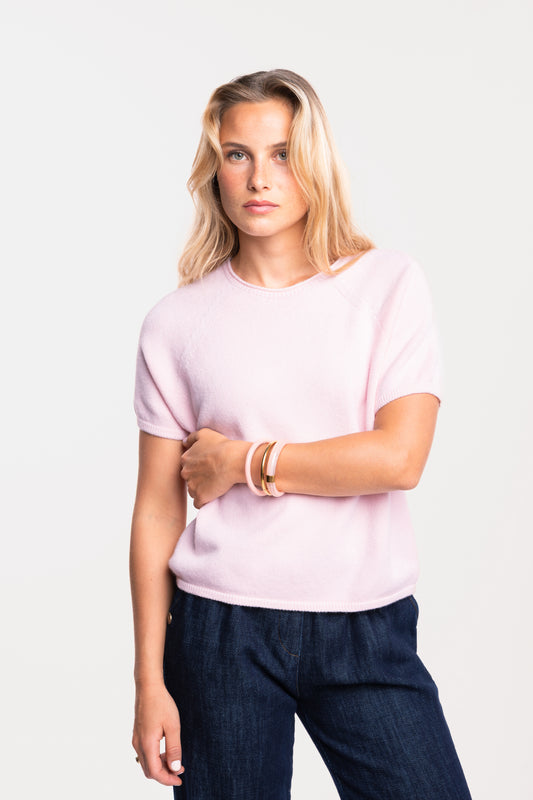 Pull manches courtes rose 