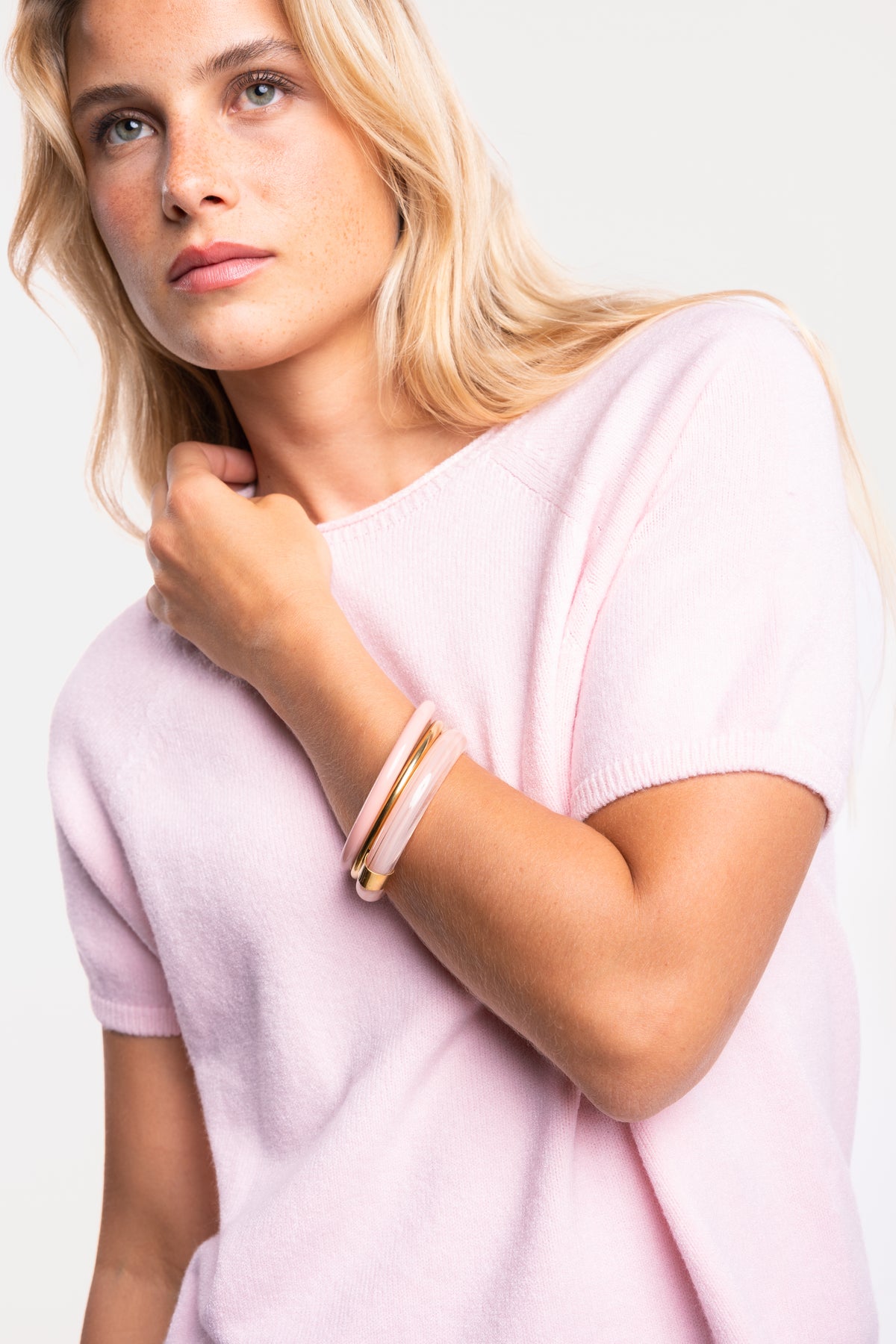Pull manches courtes rose