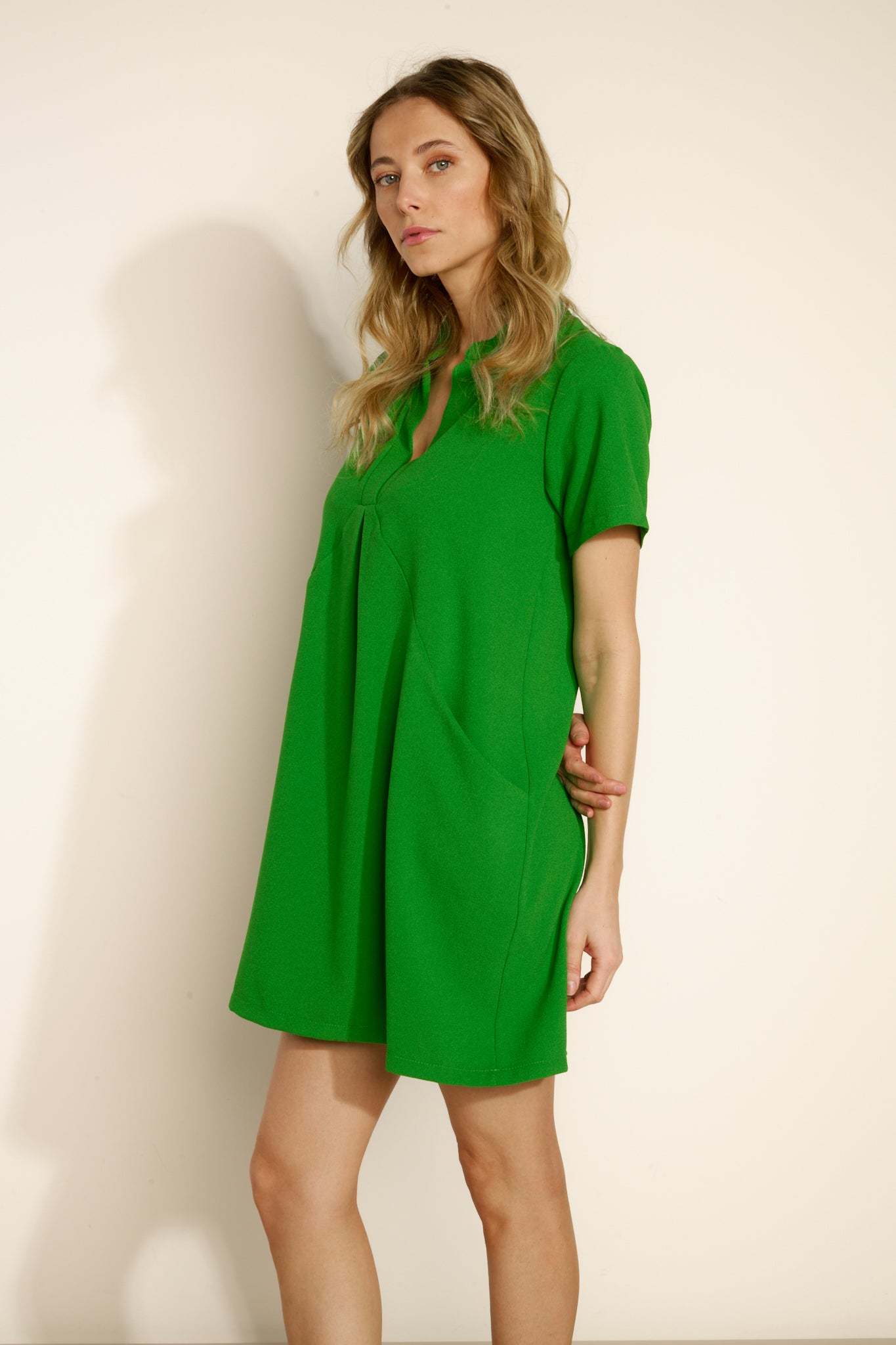 ROBE MANCHES COURTES AUDREY VERT