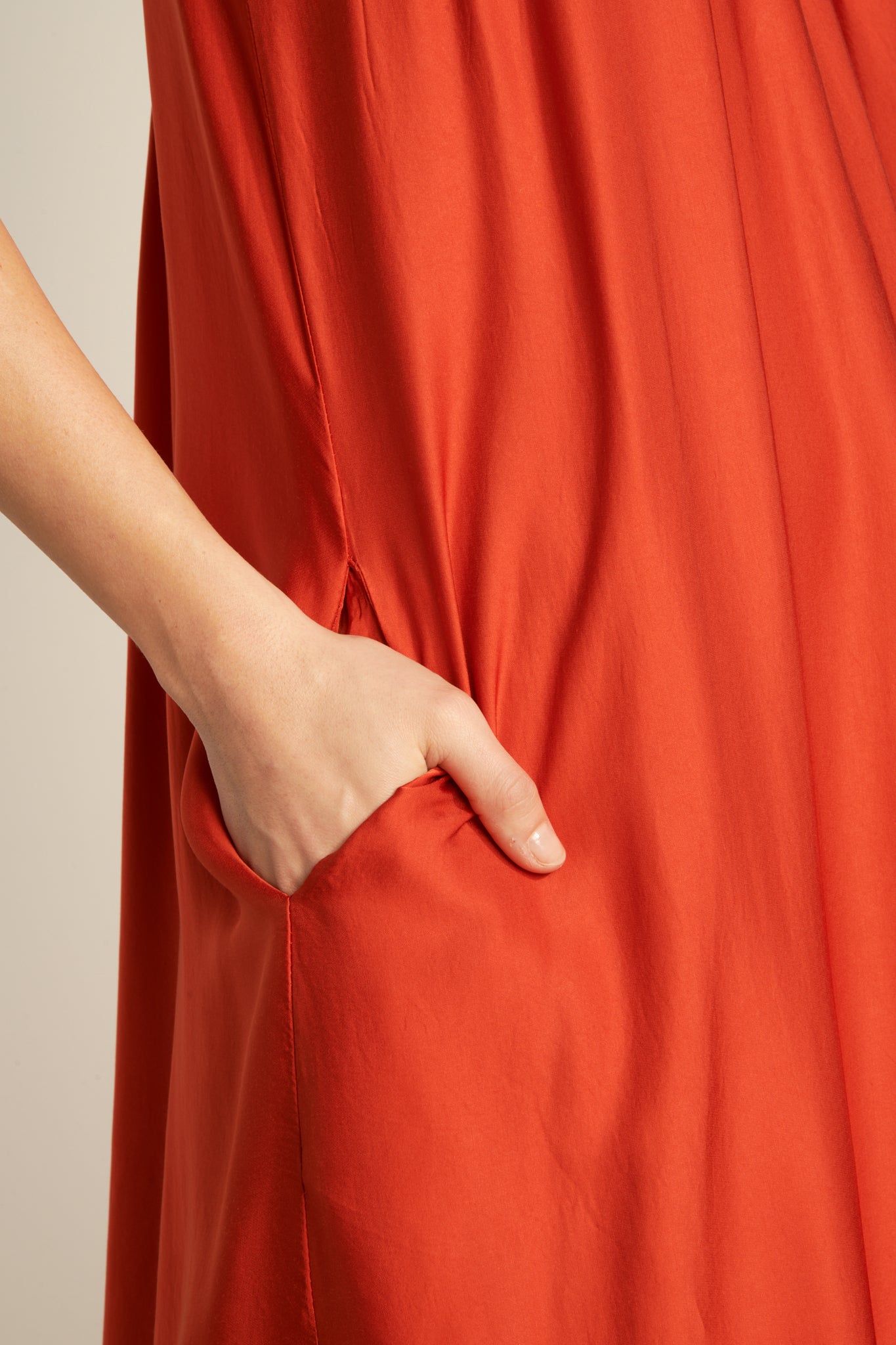 LONG SILKY FINE STRAP DRESS (FA650A05Q) - ORANGEADE