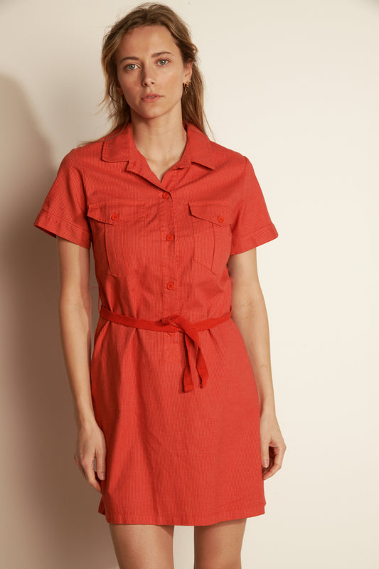 SHORT DRESS M COURTES FINE STRIPED - ORANGEADE