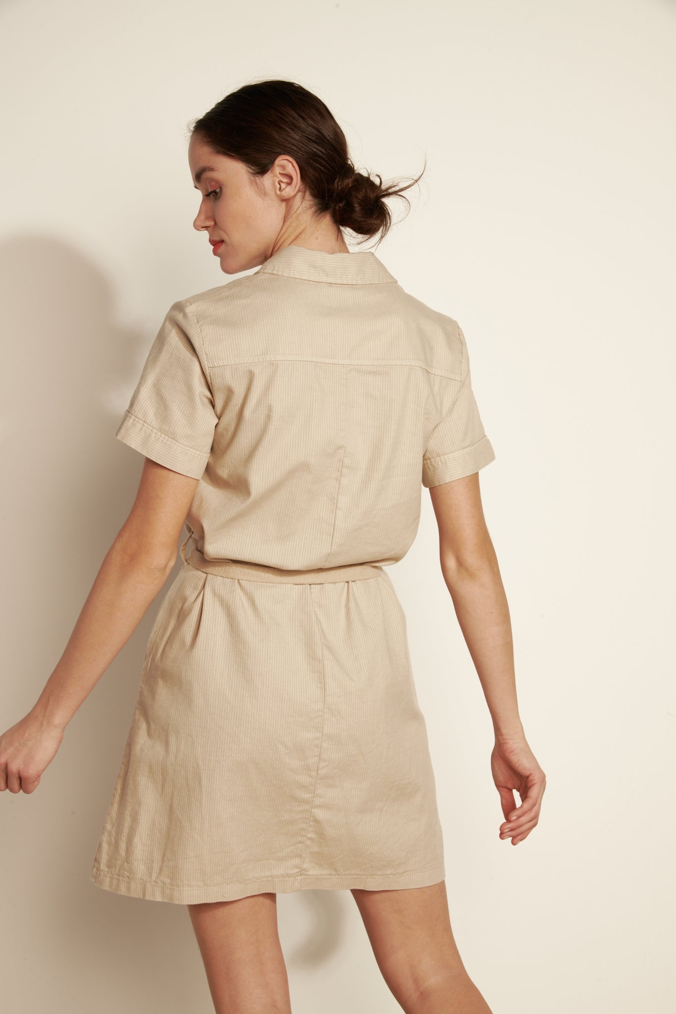 SHORT DRESS M COURTES FINE STRIPED - SAND