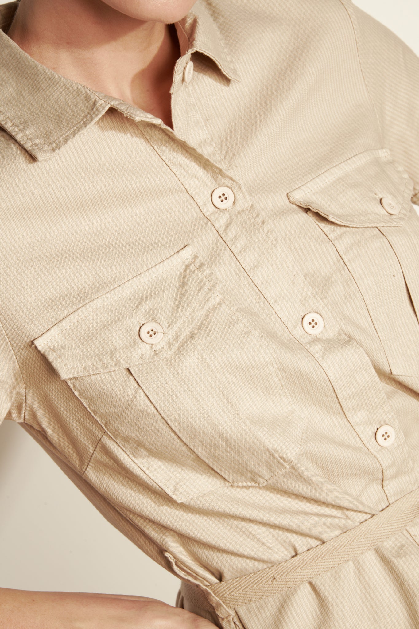 SHORT DRESS M COURTES FINE STRIPED - SAND