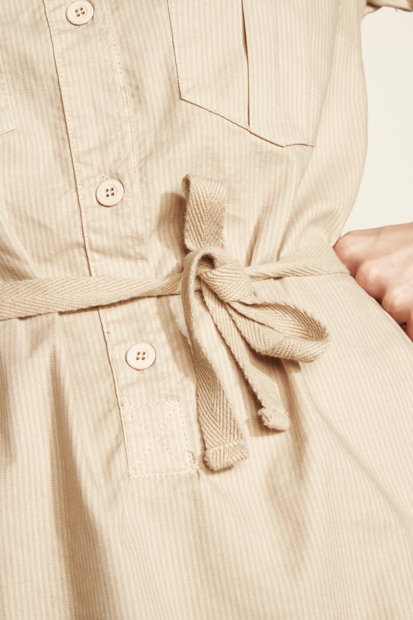 SHORT DRESS M COURTES FINE STRIPED - SAND