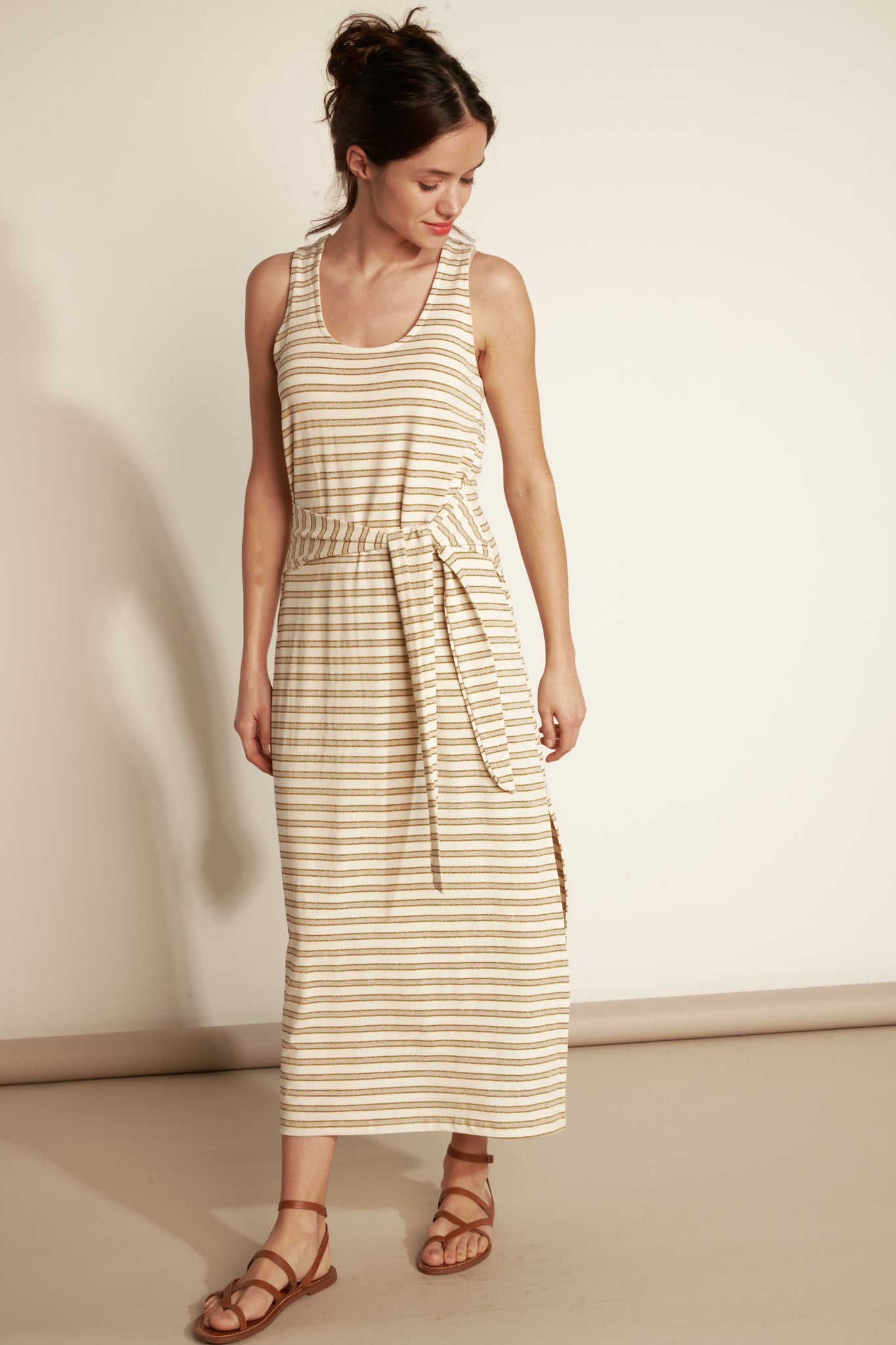 ROBE LONGUE MARINIÈRE ARIA SABLE