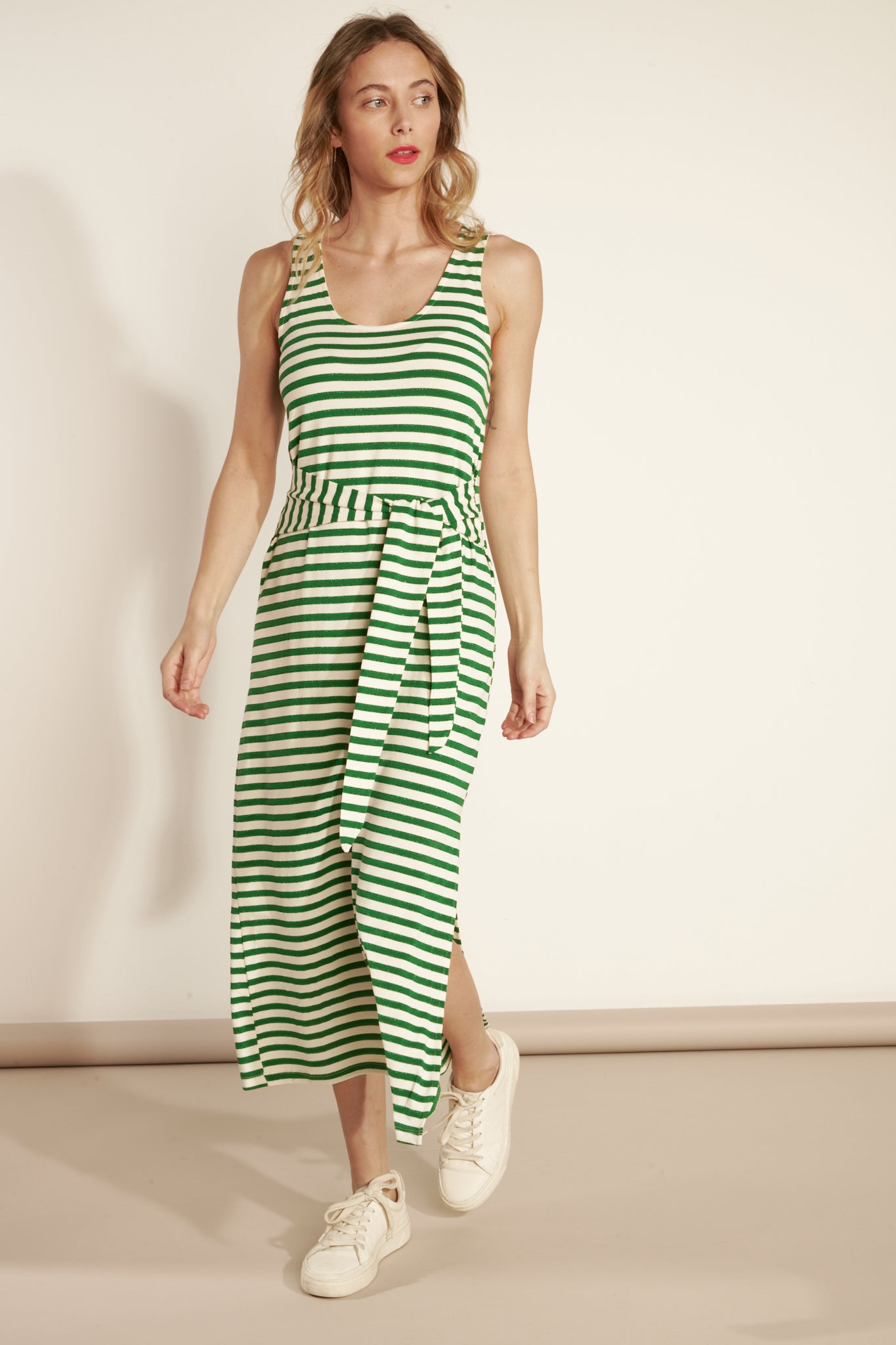 LONG GREEN ARIA MARINIERE DRESS