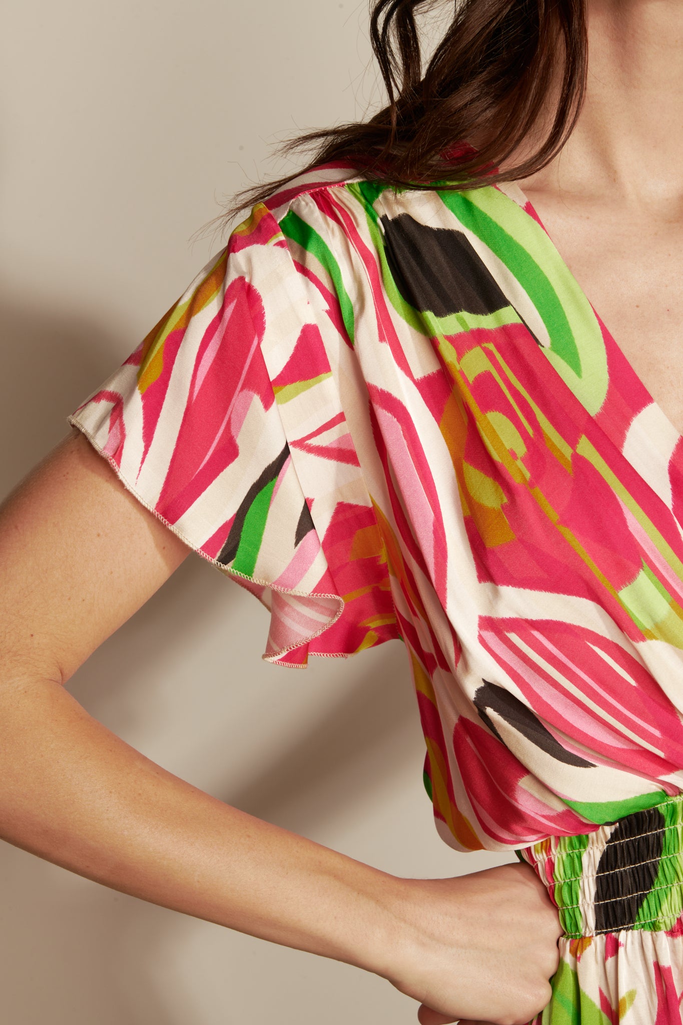SMOKEE SIZE GLAM PRINT MIDI DRESS - PISLEY FUSHIA