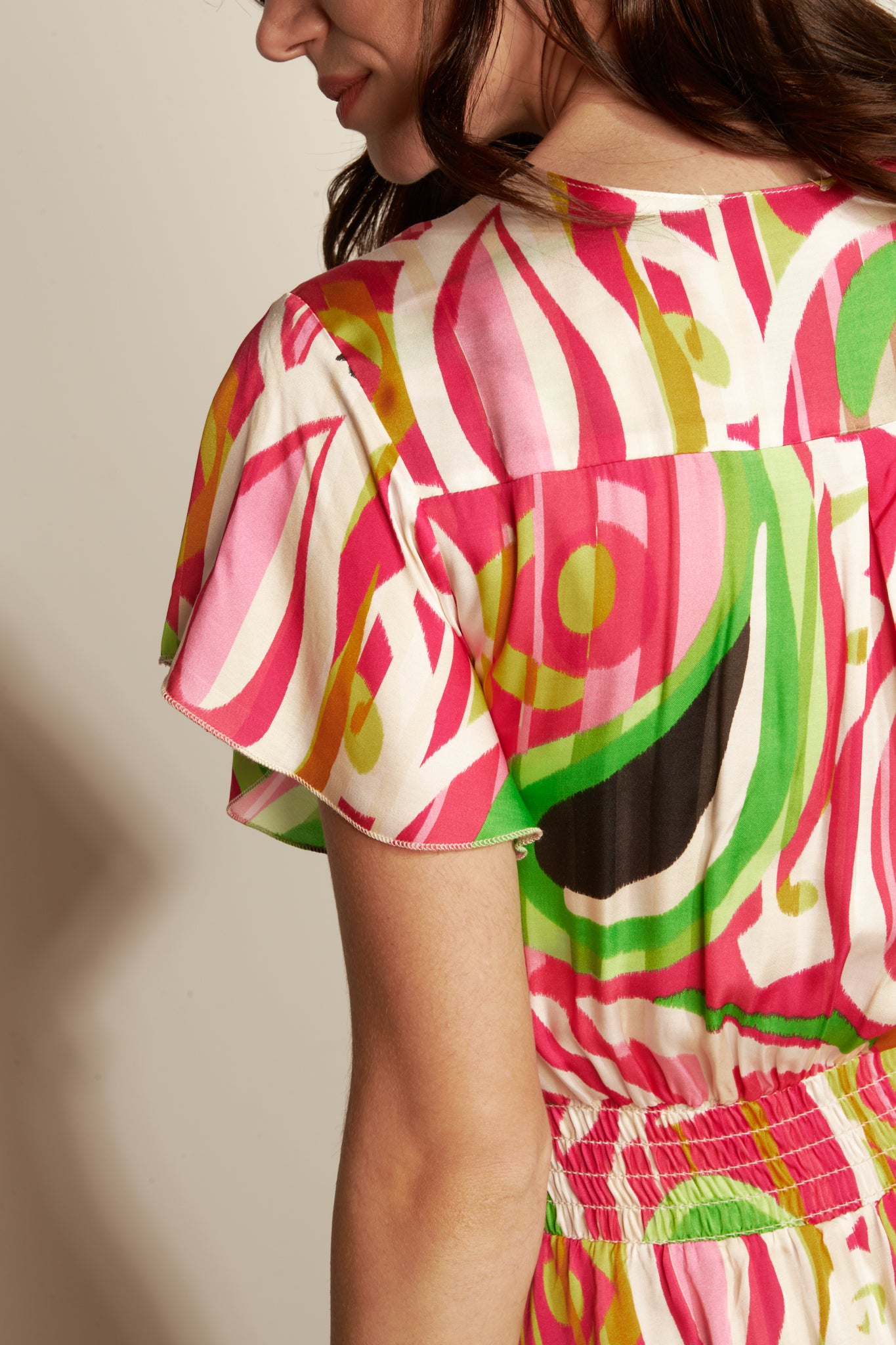 SMOKEE SIZE GLAM PRINT MIDI DRESS - PISLEY FUSHIA