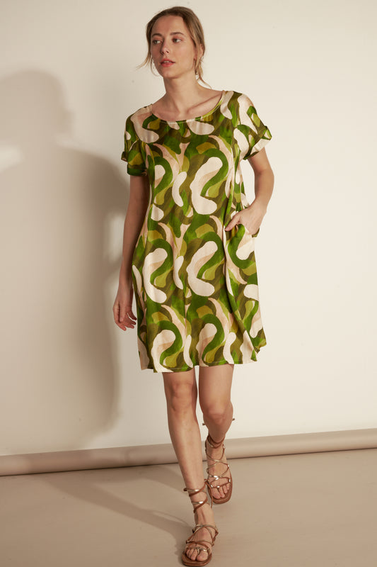 ROBE FLUIDE IMPRIMÉE AIMY LIME