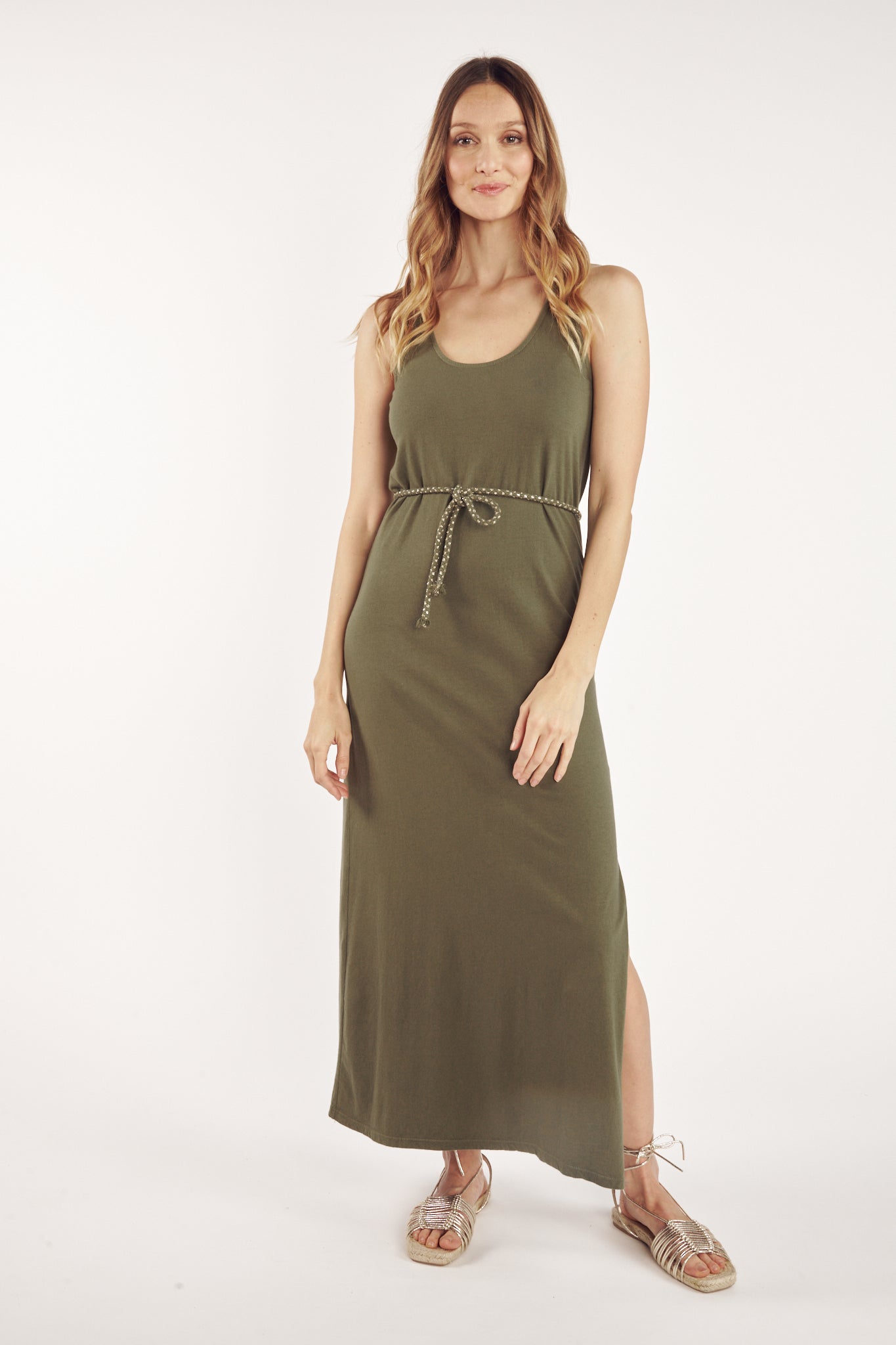 ROBE LONGUE COTON ORGANIQUE CLARA KAKI