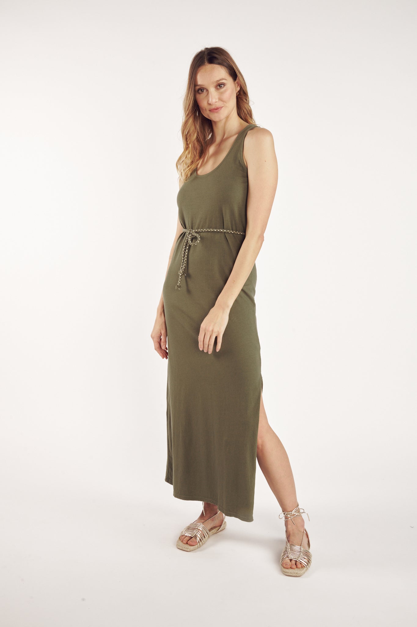 ROBE LONGUE COTON ORGANIQUE CLARA KAKI