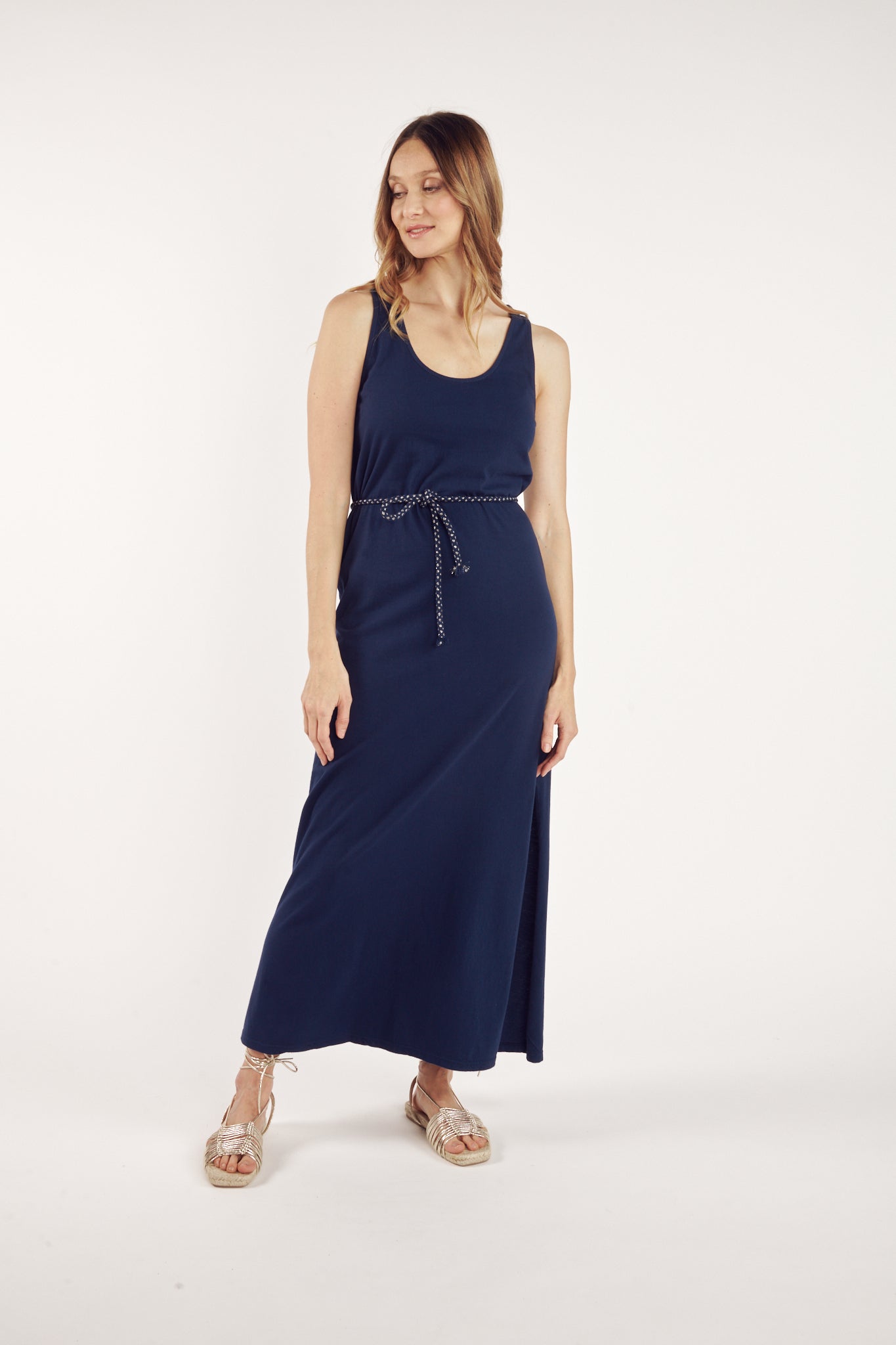 ROBE LONGUE COTON ORGANIQUE CLARA MARINE