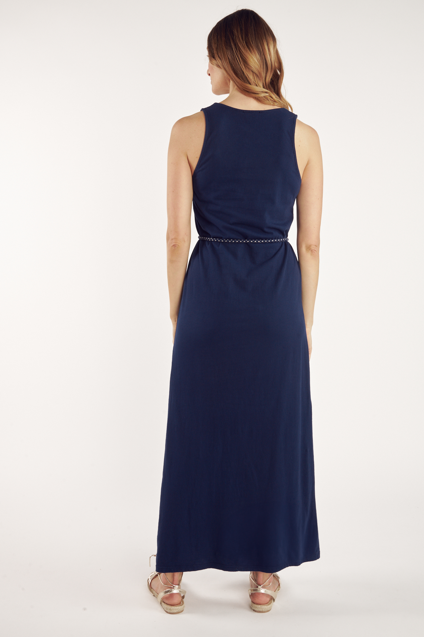 ROBE LONGUE COTON ORGANIQUE CLARA MARINE