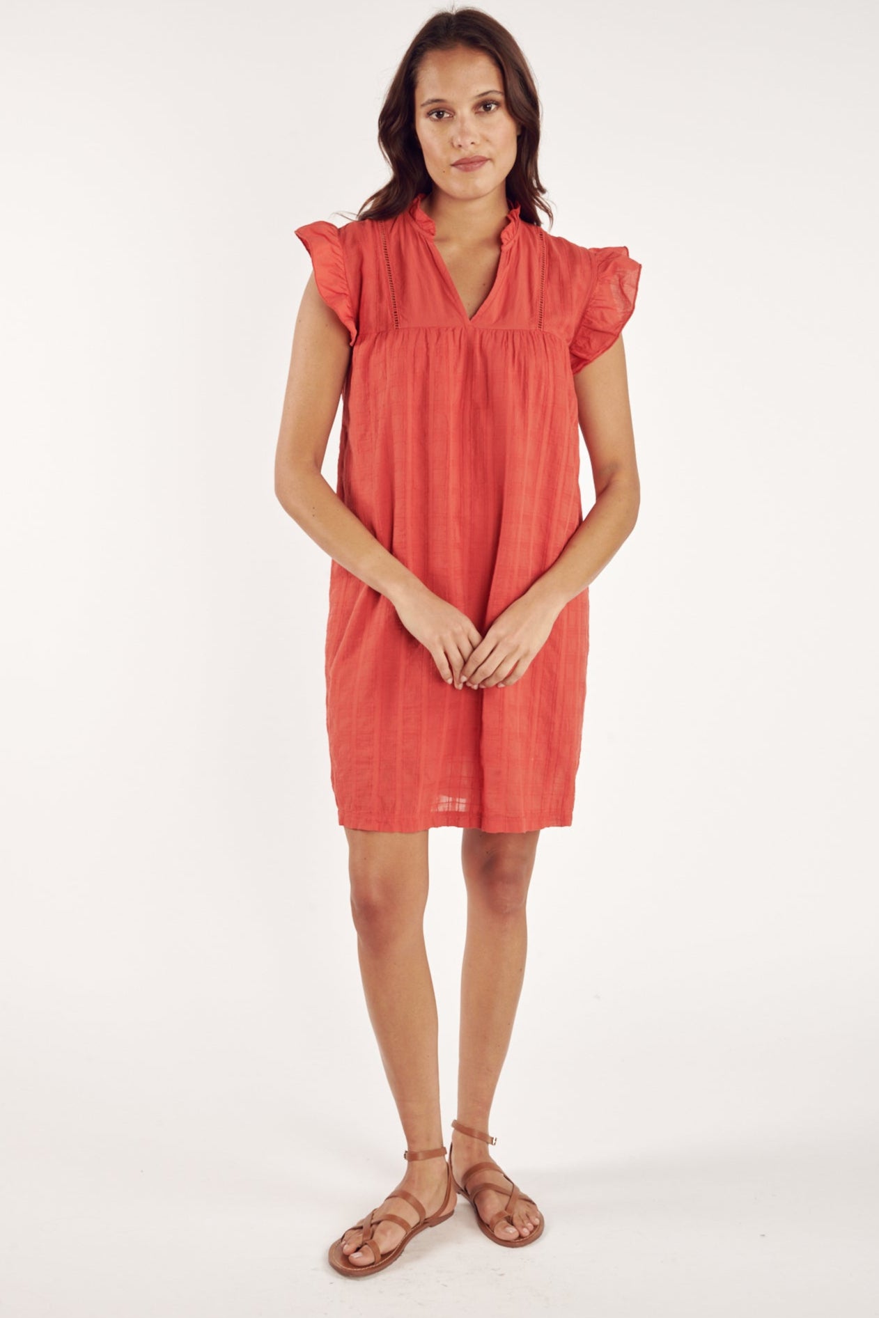 ROBE VOILE TEXTURÉ CATHY CORAIL