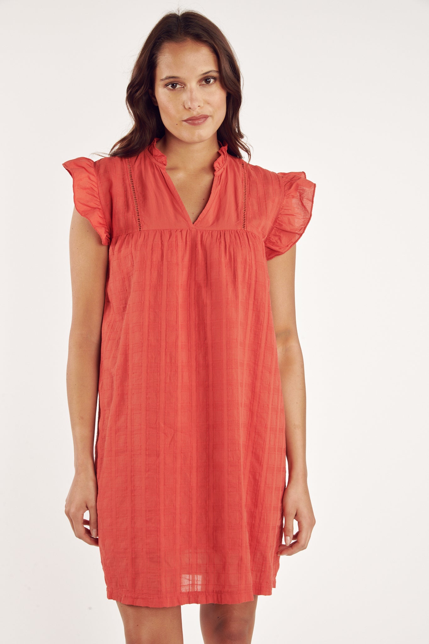 ROBE VOILE TEXTURÉ CATHY CORAIL