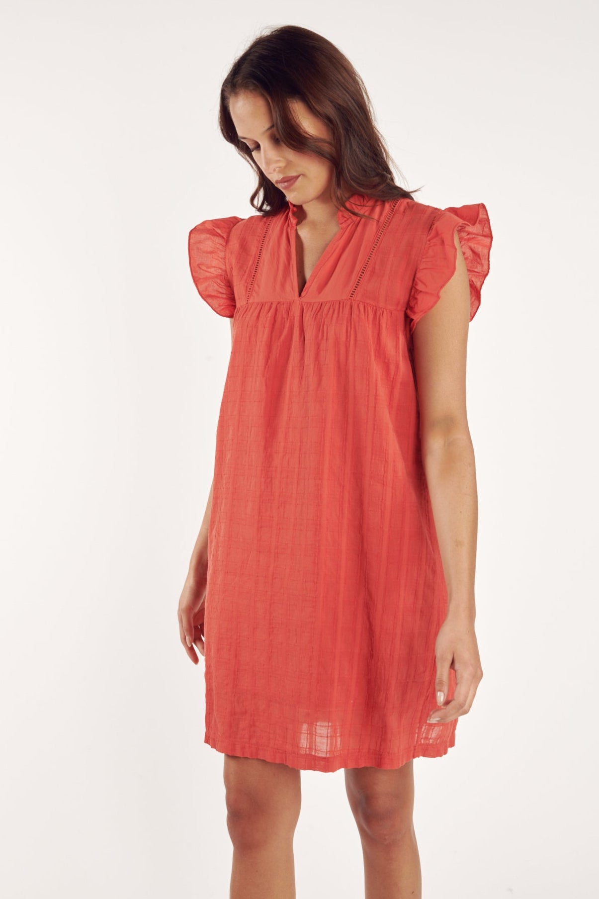 ROBE VOILE TEXTURÉ CATHY CORAIL