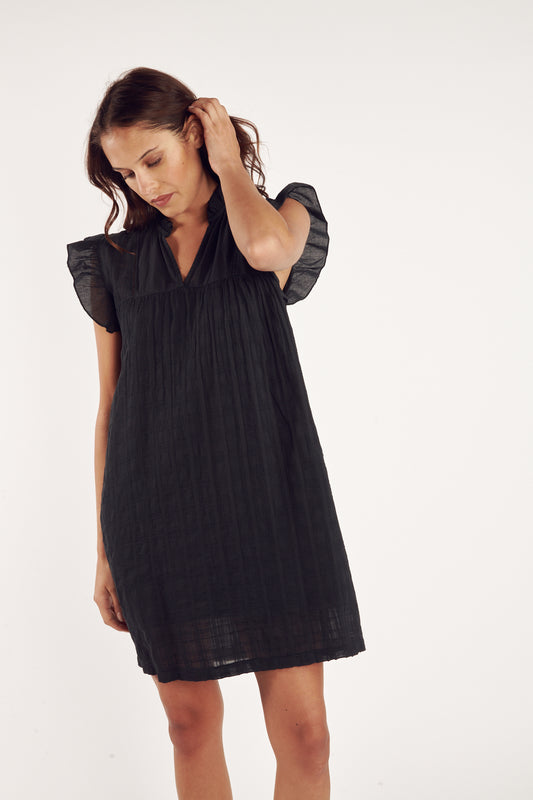 ROBE VOILE TEXTURÉ CATHY NOIR
