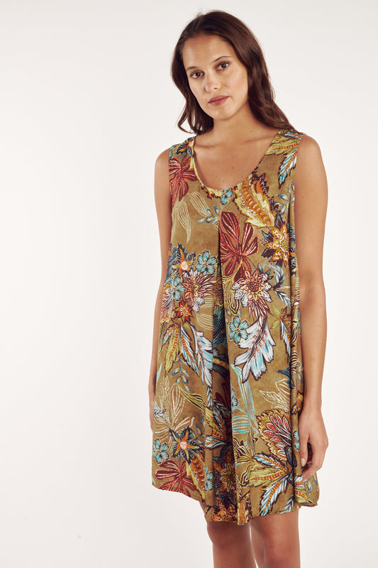 ROBE COURTE CHELSEA TABAC FLOWER
