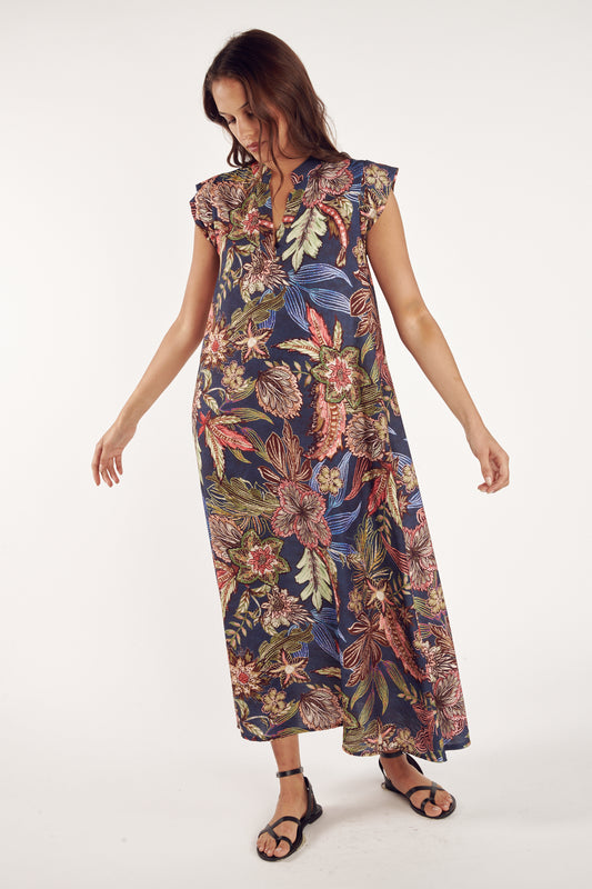 ROBE LONGUE CATALINA DENIM FLOWER
