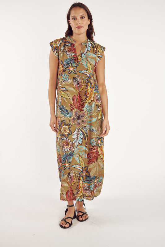 ROBE LONGUE CATALINA TABAC FLOWER