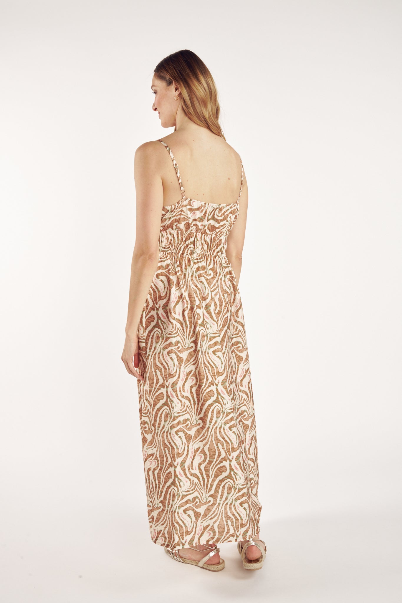 ROBE LONGUE IMPRIMÉ FAUVE MARRON CLÉMENTIN