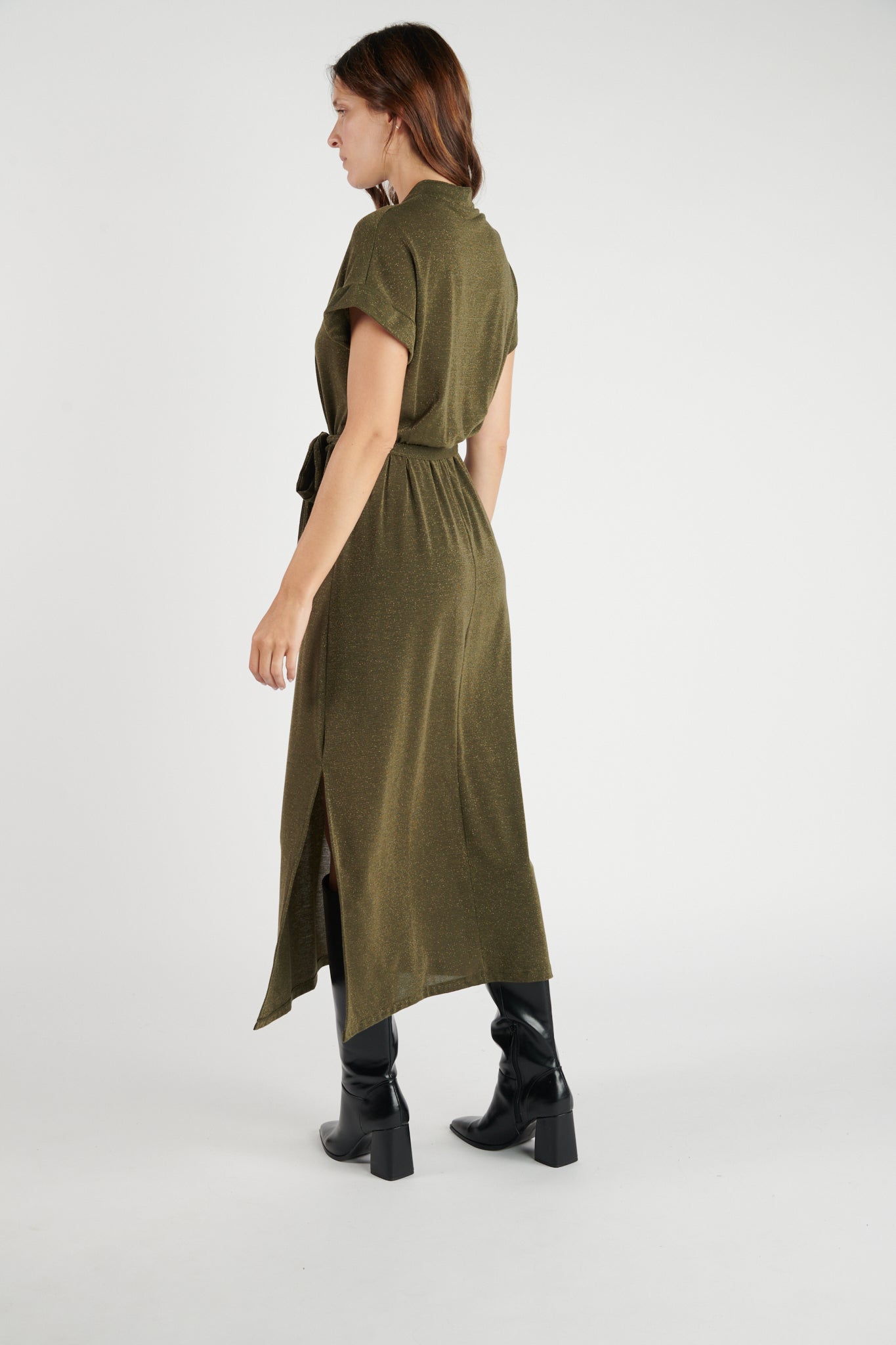 ROBE LONGUE LUREX DIVINE KAKI