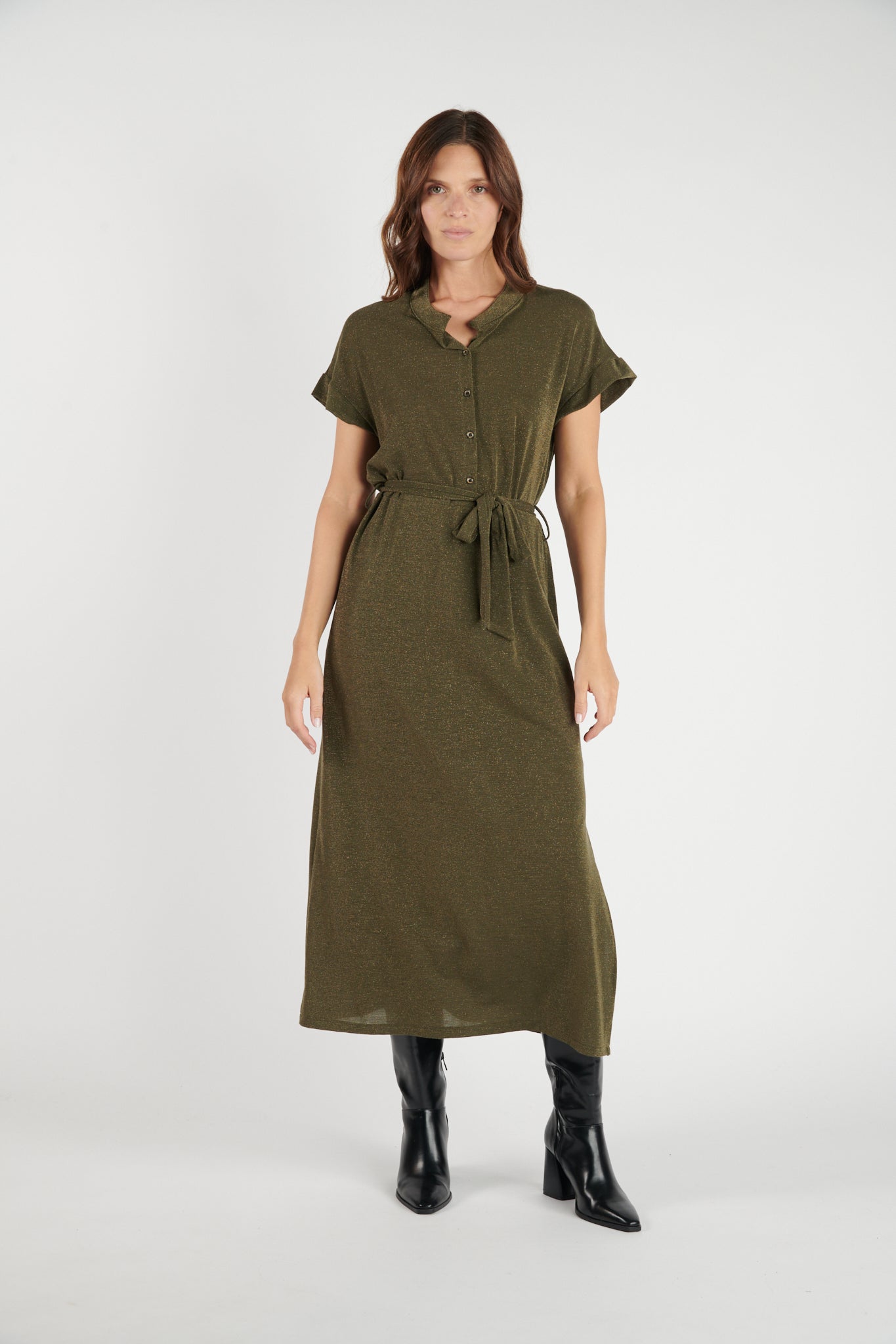 ROBE LONGUE LUREX DIVINE KAKI