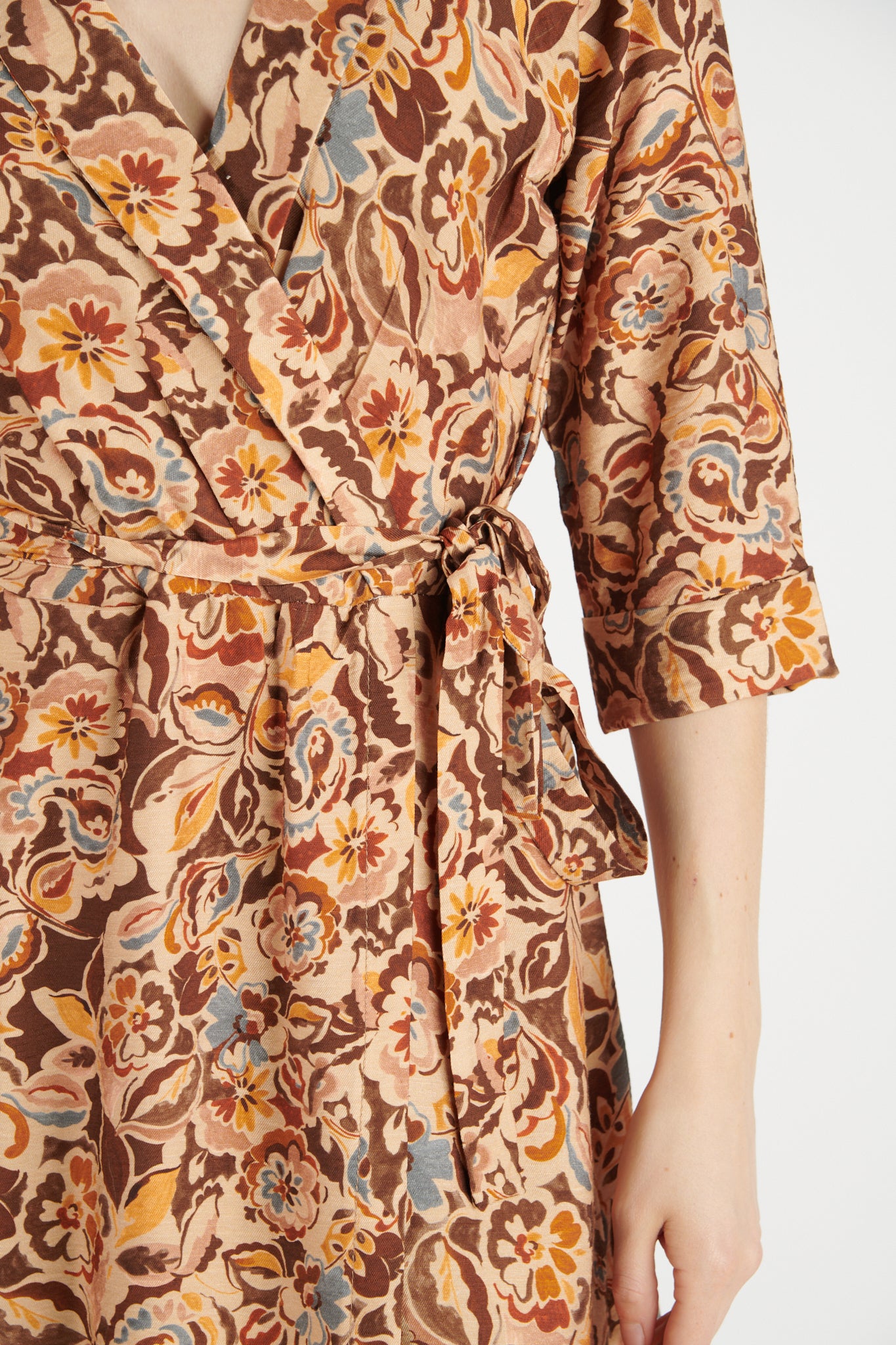 ROBE LONGUE CACHE COEUR DAYA IMPRIMÉ FLOWER CHOCO