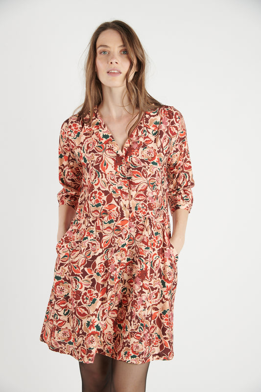 ROBE COURTE DERYA IMPRIMÉ FLOWER PRUNE