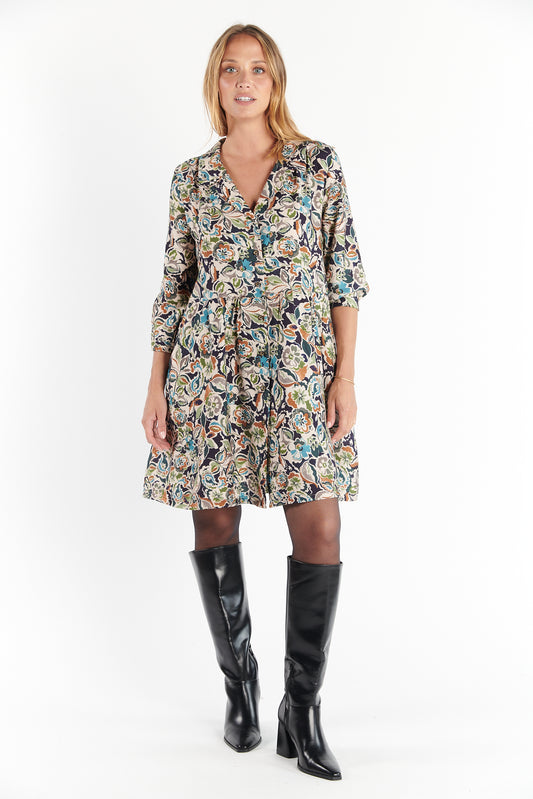 ROBE COURTE DERYA IMPRIMÉ MARINE FLOWER