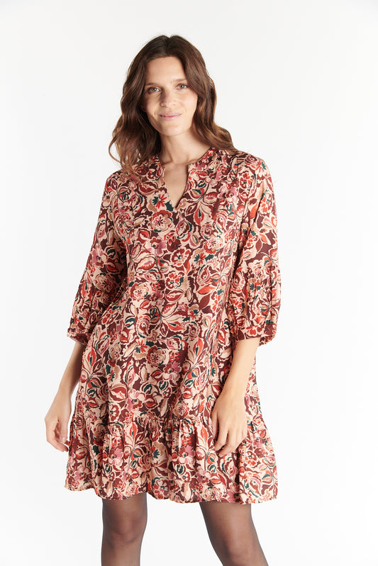 ROBE COURTE DALANDA IMPRIMÉ FLOWER PRUNE