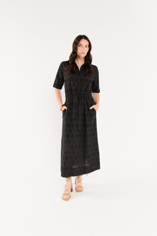 ROBE BRODÉE ÉNID NOIR