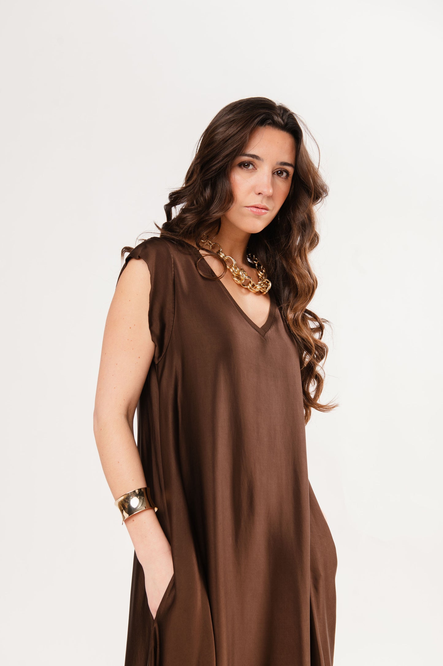 ROBE LONGUE FLEUR CHOCOLAT