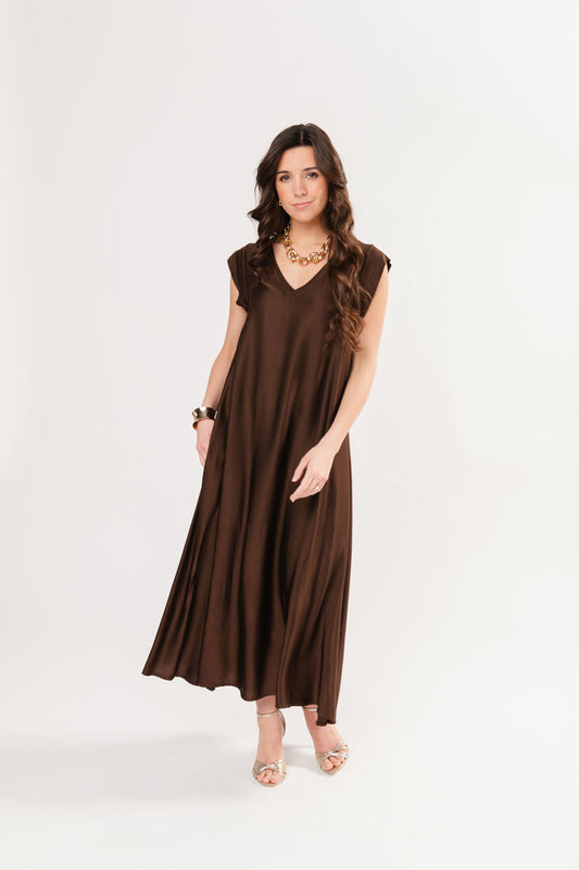 ROBE LONGUE FLEUR CHOCOLAT