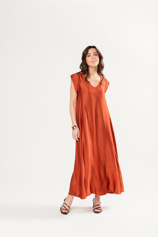 ROBE LONGUE FLEUR PAPRIKA