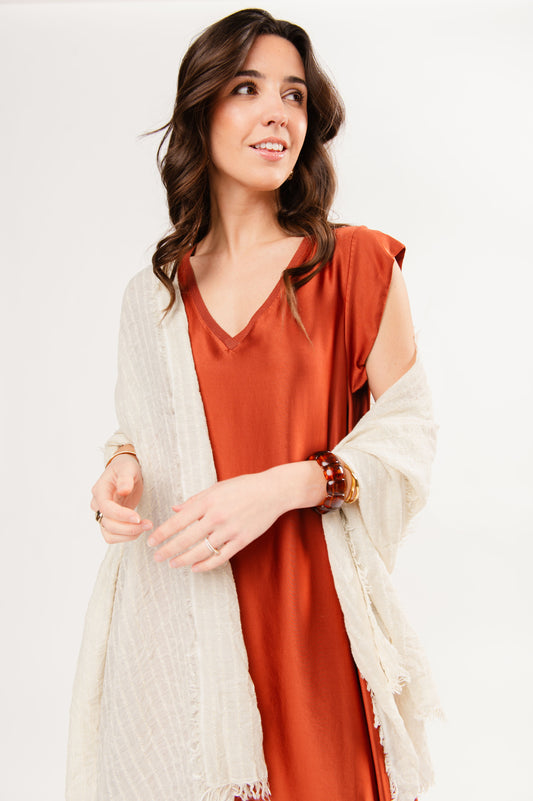 CHÈCHE À RAYURE PAILLETÉE ÉCRU FLAVIENNE