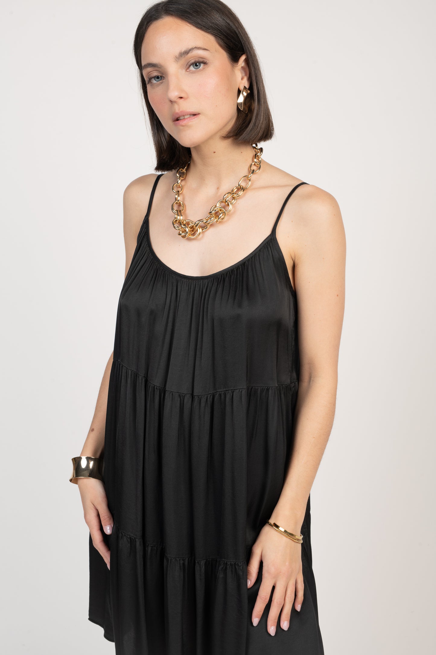 ROBE COURTE À VOLANTS FLORIAN NOIR