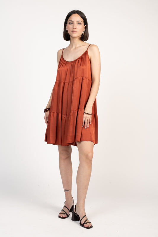 ROBE COURTE À VOLANTS FLORIAN PAPRIKA