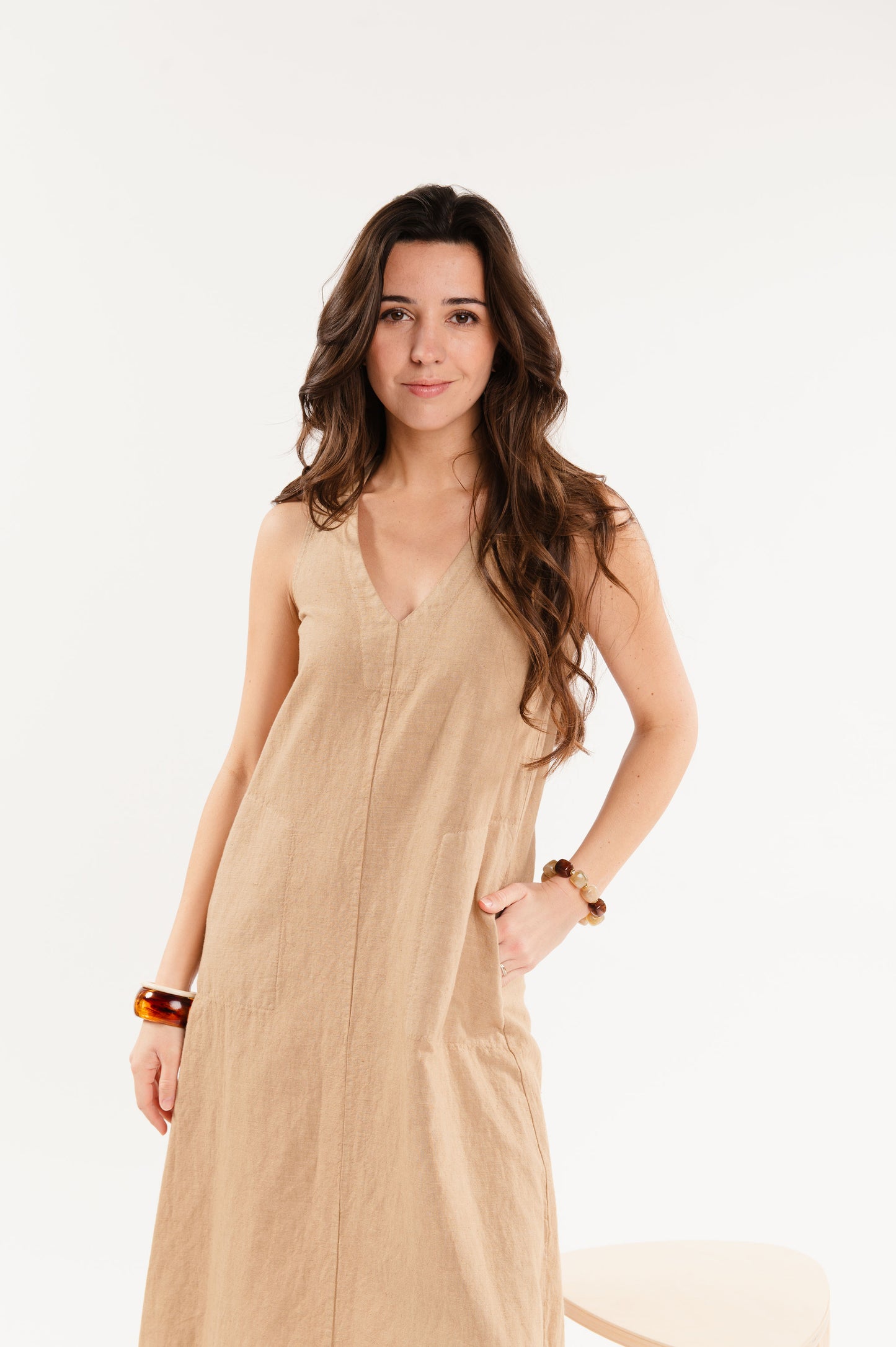 ROBE LONGUE EN LIN FÉLIX BEIGE