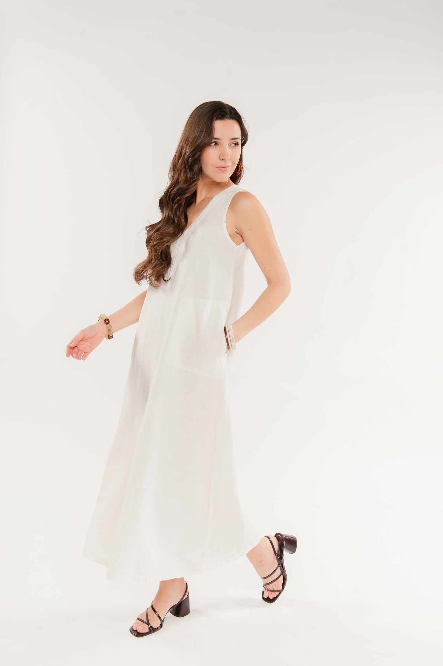 ROBE LONGUE EN LIN FÉLIX ÉCRU
