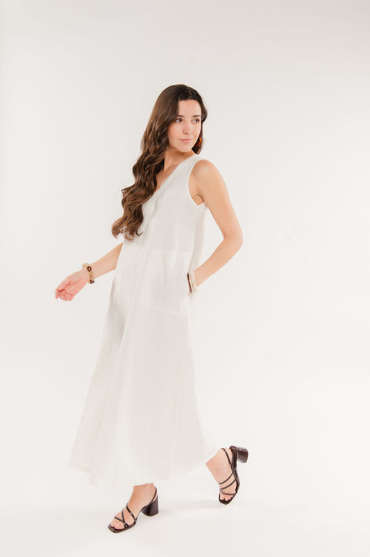 ROBE LONGUE EN LIN FÉLIX ÉCRU