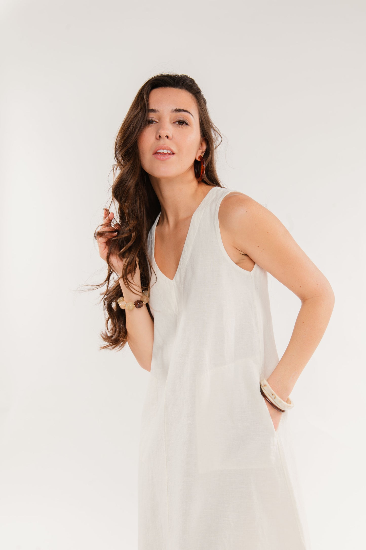 ROBE LONGUE EN LIN FÉLIX ÉCRU