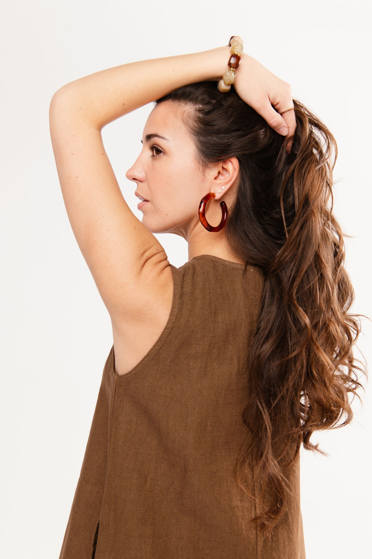 ROBE LONGUE EN LIN FÉLIX MARRON