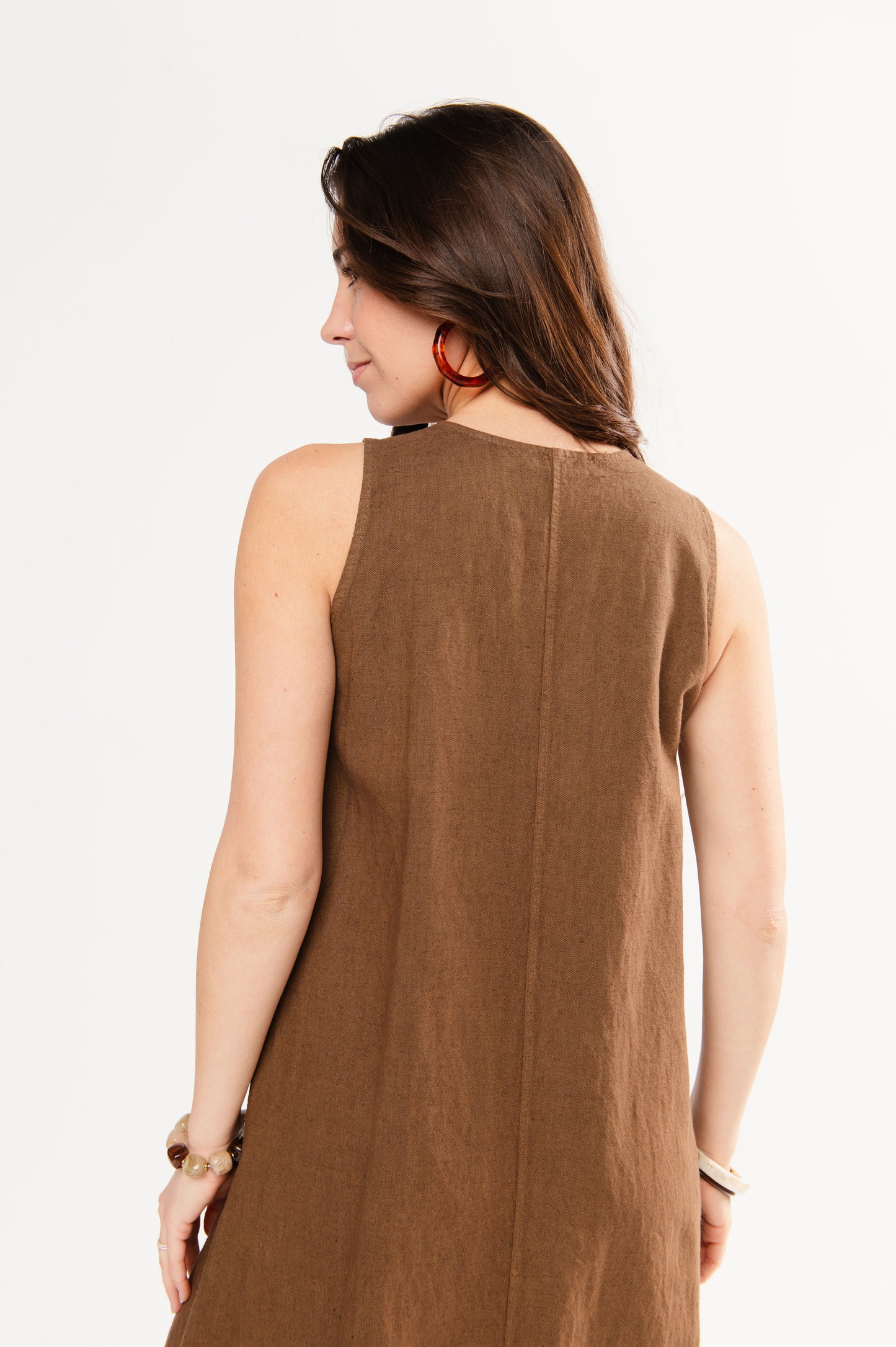 ROBE LONGUE EN LIN FÉLIX MARRON