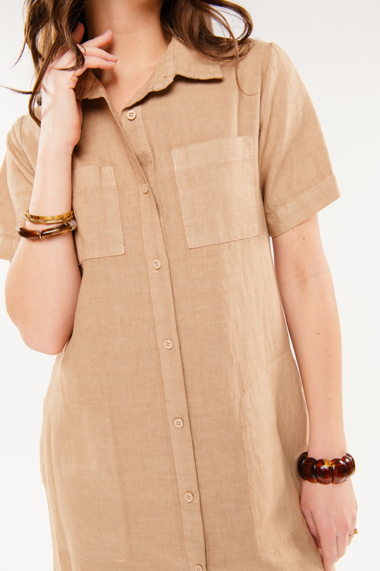 ROBE CHEMISE EN LIN FRANCESCO BEIGE