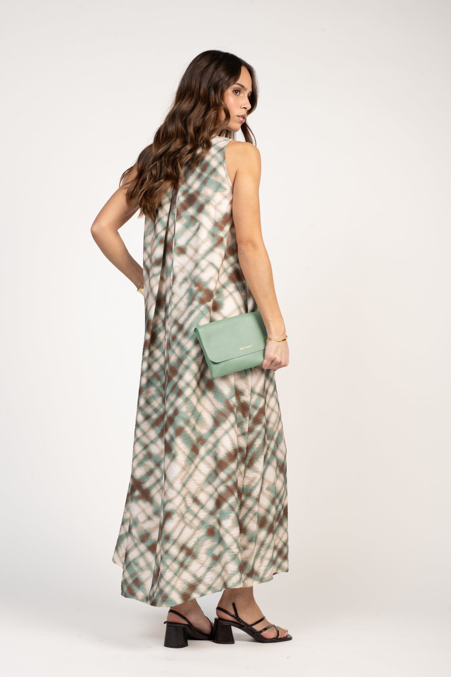 ROBE LONGUE IMPRIMÉE ÉLYA VERT & NOISETTE