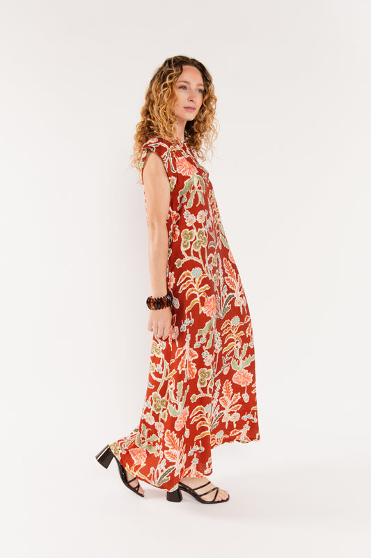 ROBE LONGUE À FLEURS ÉNYA PAPRIKA