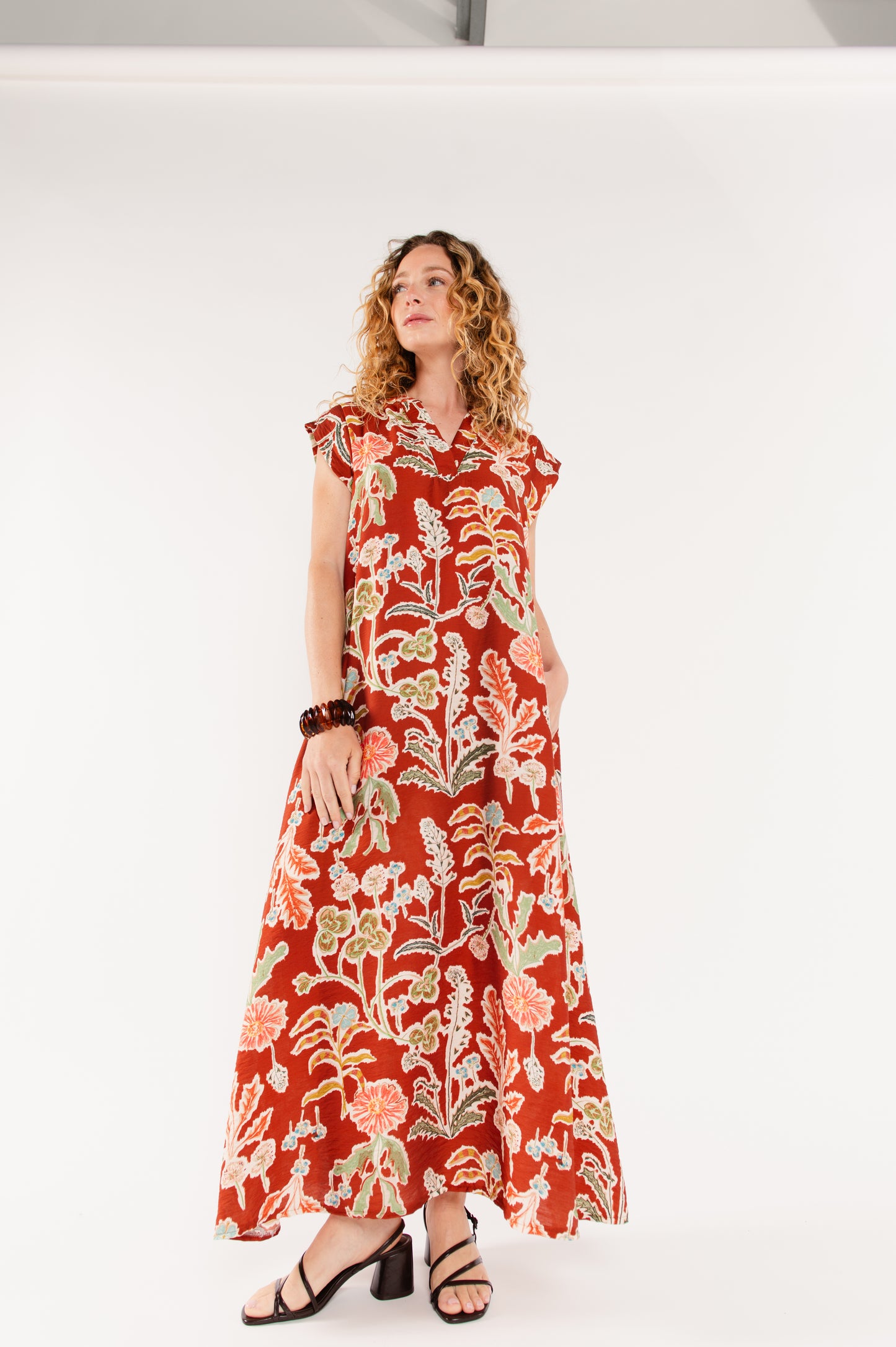 ROBE LONGUE À FLEURS ÉNYA PAPRIKA