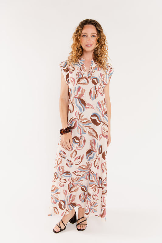 ROBE LONGUE FLEURIE EMMY ÉCRUE